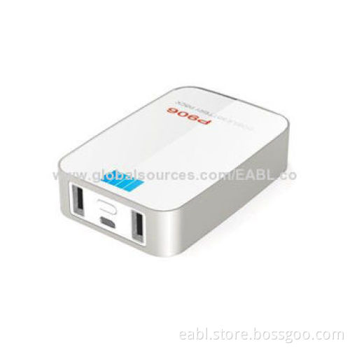 Backup Power Battery, Dual USB, for Mobile Phones, 6,600mAh Battery Cell, 5V/2A, 5V/1A Output